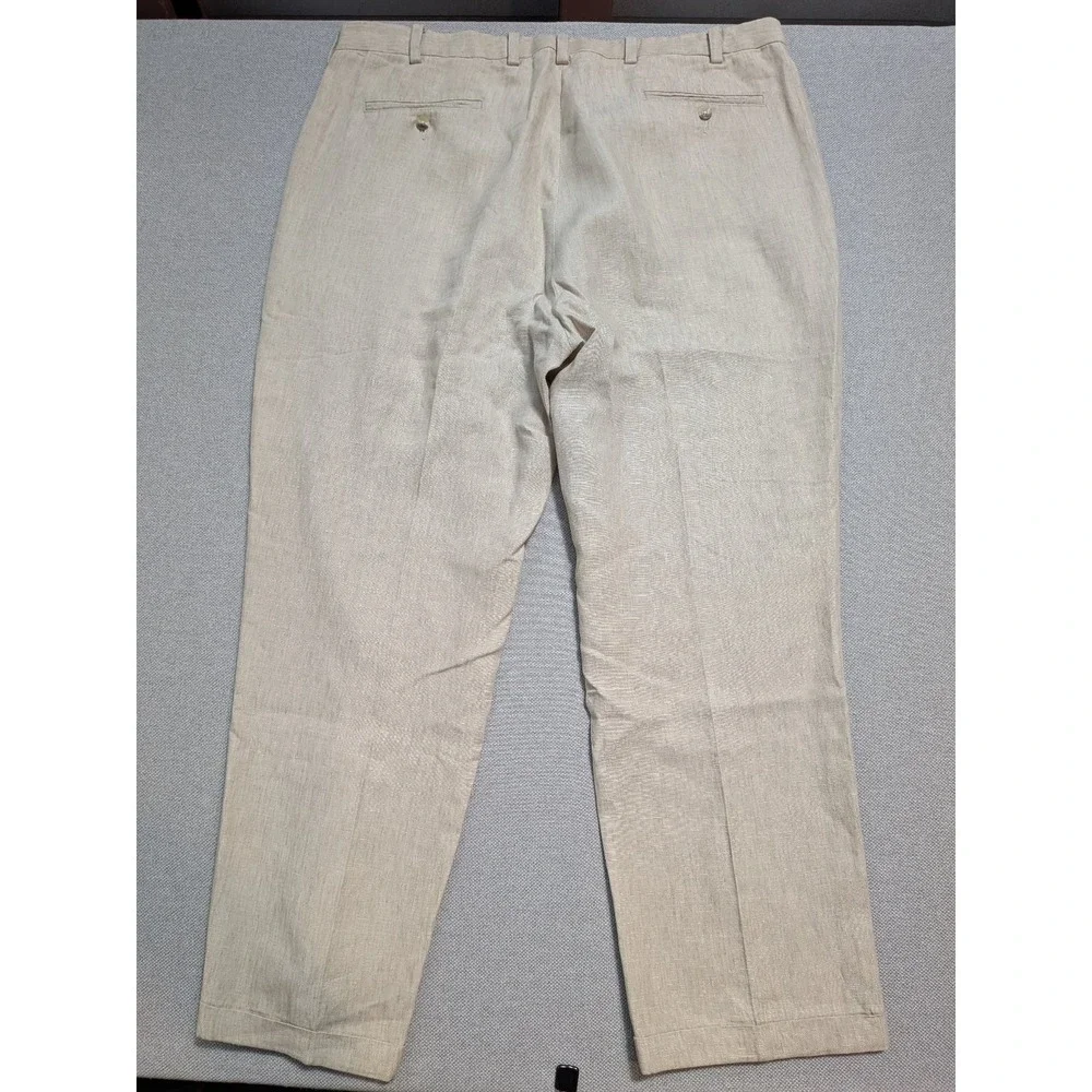 Jos A Bank Traveler's Collection Mens Pants Beige 42x30 Traveler 100% Linen